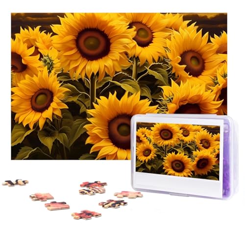 Puzzle 300 Teile Sonnenblumen Puzzles Personalisiertes Puzzle für Erwachsene Holzpuzzle Benutzerdefinierte Puzzles aus Fotos Bilderpuzzle Klassisches Puzzle für Hochzeit Geburtstag Valentinstag von GHZWACKJ