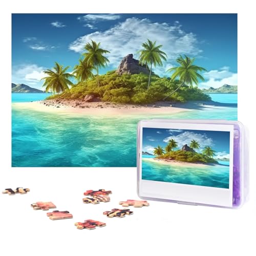 Puzzle 300 Teile Tropische Insel-Puzzles Personalisiertes Puzzle für Erwachsene Holzpuzzle Benutzerdefinierte Puzzles aus Fotos Bilderpuzzle Klassisches Puzzle für Hochzeit Geburtstag Valentinstag von GHZWACKJ