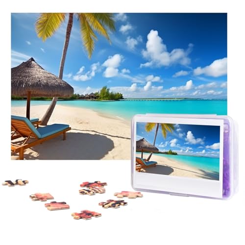 Puzzle 300 Teile Tropische Strandpuzzles Personalisiertes Puzzle für Erwachsene Holzpuzzle Benutzerdefinierte Puzzles aus Fotos Bilderpuzzle Klassisches Puzzle für Hochzeit Geburtstag Valentinstag von GHZWACKJ