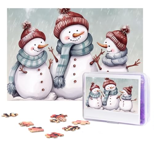 Puzzle 300 Teile Winter Schneemann Puzzles Personalisiertes Puzzle für Erwachsene Holzpuzzle Benutzerdefinierte Puzzles aus Fotos Bilderpuzzle Klassisches Puzzle für Hochzeit Geburtstag Valentinstag von GHZWACKJ