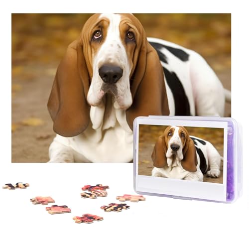 Puzzles 300 Teile Basset Hound Puzzles Personalisiertes Puzzle für Erwachsene Holzpuzzles Benutzerdefinierte Bilderpuzzles Klassisches Puzzle für Hochzeit Geburtstag Valentinstag von GHZWACKJ