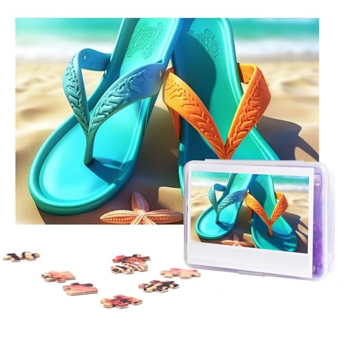 Puzzles 300 Teile Flip-Flops Puzzles Personalisiertes Puzzle für Erwachsene Holzpuzzle Benutzerdefinierte Puzzles aus Fotos Bilderpuzzle Klassisches Puzzle für Hochzeit Geburtstag Valentinstag von GHZWACKJ