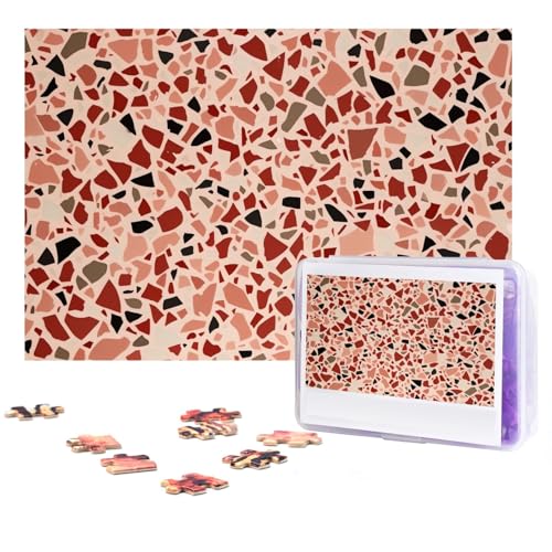 Puzzles 300 Teile Rot Terrazzo Puzzles Personalisiertes Puzzle für Erwachsene Holzpuzzle Benutzerdefinierte Puzzles aus Fotos Bilderpuzzle Klassisches Puzzle für Hochzeit Geburtstag Valentinstag von GHZWACKJ