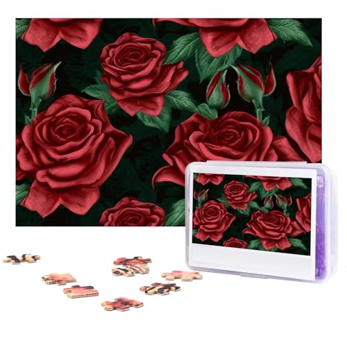 Puzzles 300 Teile Rote Rose Puzzles Personalisiertes Puzzle für Erwachsene Holzpuzzle Benutzerdefinierte Puzzles aus Fotos Bilderpuzzle Klassisches Puzzle für Hochzeit Geburtstag Valentinstag von GHZWACKJ