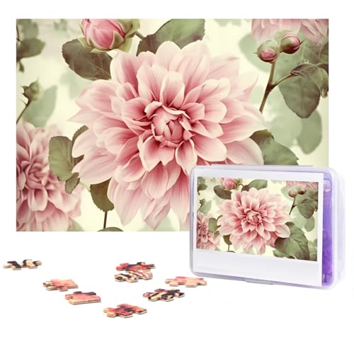 Puzzles 300 Teile Schöne Vintage Rosa Blume Puzzles Personalisierte Puzzle für Erwachsene Holzpuzzle Benutzerdefinierte Puzzles aus Fotos Klassisches Puzzle für Hochzeit Geburtstag Valentinstag von GHZWACKJ