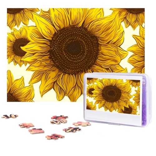 Puzzles 300 Teile Sonnenblumen-Puzzles Personalisiertes Puzzle für Erwachsene Holzpuzzle Benutzerdefinierte Puzzles aus Fotos Bilderpuzzle Klassisches Puzzle für Hochzeit Geburtstag Valentinstag von GHZWACKJ