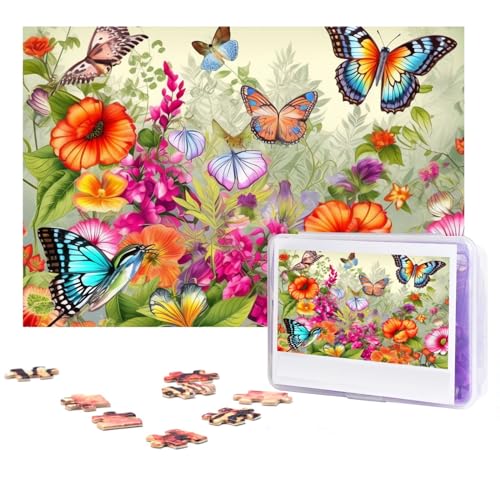 Puzzles 300 Teile Vögel Blumen Schmetterling Puzzles Personalisiertes Puzzle für Erwachsene Holzpuzzles Benutzerdefinierte Bilderpuzzles Klassisches Puzzle für Hochzeit Geburtstag Valentinstag von GHZWACKJ