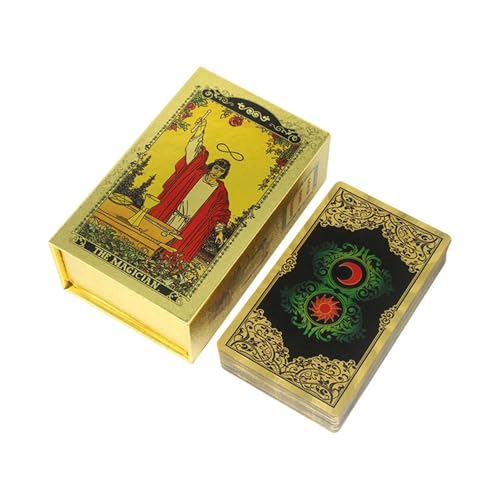 GIBZ Goldfolien Tarotkarten Deck für Anfänger Tarot Cards Set mit Schlüsselwortbox Luxuriöses Geschenk von GIBZ