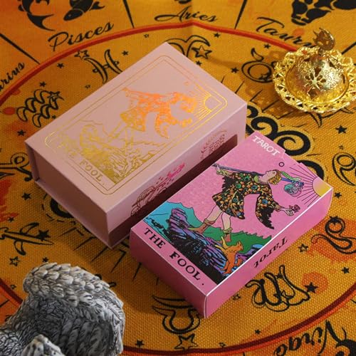 GIBZ Tarotkarten Deck Rosa Design 78 Tarot Cards mit Guide Halterbox für Anfänger von GIBZ