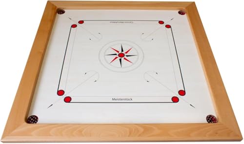 Carrom Board Turnier Meisterstück 74x74 cm mit kpl. Zubehör Spielsteinen, Pulver und Abdeckhaube. Top Verarbeitung und Gleiteigenschaften, Made in Europe - 4000 von GICO