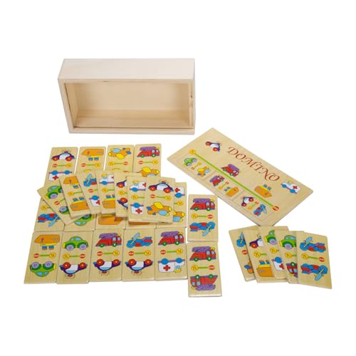 GICO Domino Spiel Fahrzeuge aus Holz für Kinder Jungen Mädchen und Erwachsene für Zuhause oder als Reisespiel - 7968 von GICO