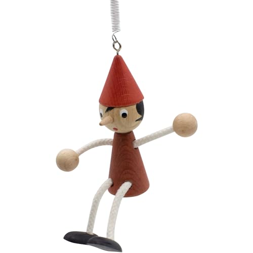 GICO Pinocchio Schwingfigur aus Holz, lasiert mit Feder, Länge 20 cm + 18 cm Feder- Made in Italy- 9006 von GICO