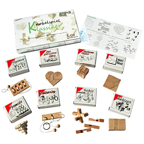 Knobelspiel Klassiker Sets - 8 Geschicklichkeitsspiele in Geschenkverpackung - incl. Lösung (Set 3) von GICO