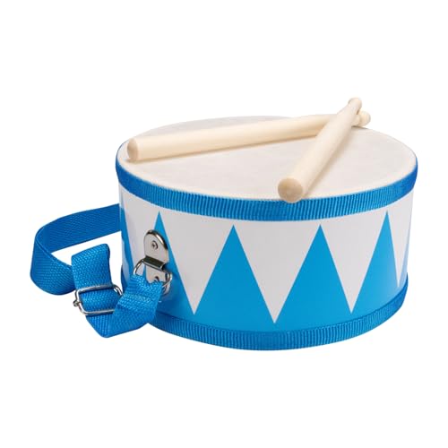 Trommel für Kinder blau-weiss Musikinstrument aus Holz mit Trageriemen und Sticks D: 20 cm- 3845 von GICO