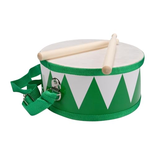 Trommel für Kinder grün-weiss Musikinstrument aus Holz mit Trageriemen und Sticks D: 20 cm- 3845g von GICO