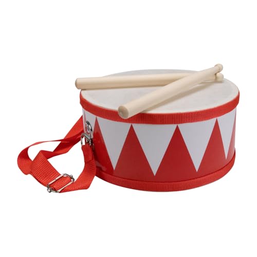 Trommel für Kinder rot-weiss Musikinstrument aus Holz mit Trageriemen und Sticks D: 20 cm- 3845r von GICO