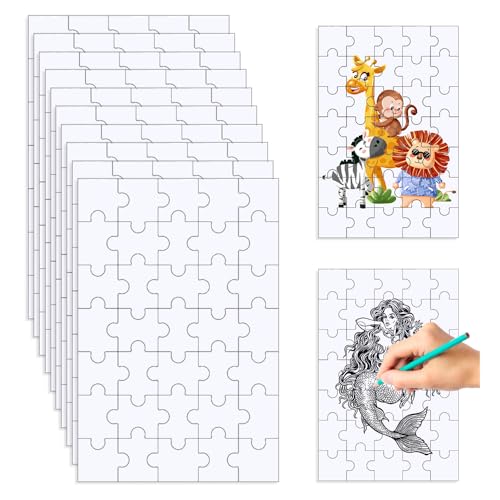 GIDWRIY 10 Stück Puzzle Weiß Blanko15×10 cm,Puzzle Zum Selbst Bemalen,sPuzzle Selber Gestalten,DIY Puzzla Klein,Leeres Puzzleteile zum BastelnKinderpuzzle Kreative,Rahmenpuzzle 35 Teile für Handwerk von GIDWRIY