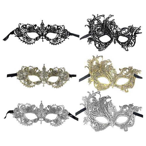 6 Stück Maskenball Maske Spitze Prom Maske Karneval Venezianische Maske Venezianische halbe Gesichtsmaske für Kostüm Party Cosplay Frauen 6 Stück Maskenball Maske Spitze Prom Maske Karneval Venezianische Maske Venezianische halbe Gesichtsmaske für Kostüm Party Cosplay Frauen von GIEEU