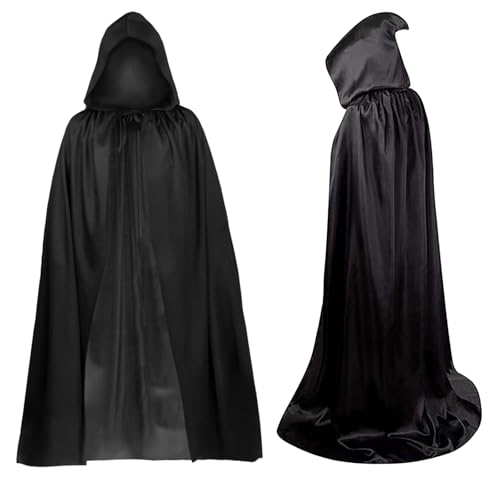 Unisex Langer Schwarzer Umhang 160CM,Black Cape with Hood, Vampirumhang Hexenumhang, Kostüm für Erwachsene für Halloween, Cosplay & Gothic Parties Unisex Langer Schwarzer Umhang 160CM,Black Cape with Hood, Vampirumhang Hexenumhang, Kostüm für Erwachsene für Halloween, Cosplay & Gothic Parties von GIEEU
