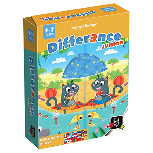 GIGAMIC Difference Junior - Lustig Lernen durch Spielen - Match Spiel - 3 Schwierigkeitsstufen - Karton - Tragbar - Abenteuer - 4+ Jahre - 2 bis 6 Spieler von GIGAMIC