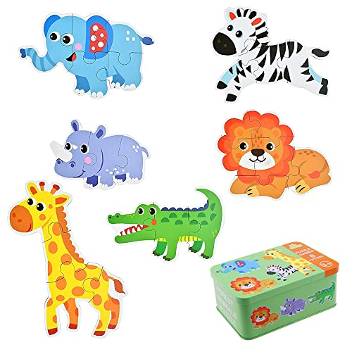 GIGIIS Kinderpuzzle Spielzeug Holzpuzzle Puzzle Kinder Tiere Montessori Kinderspielzeug ab 1 2 3 4 5 Jahre Kinder Puzzles mit Kasten zur Aufbewahrung Geschenke für Jungen Mädchen von GIGIIS