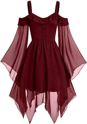 GIIWAKI 50Er Jahre Kleider Damen Korsett Kleid Halloween Kostüm Vampir Mittelalter Bluse Engel Kostüm Damen Schwarz Schwarzes Kleid Maid Outfit Maid Cosplay Nonnen Kostüm Damen Halloween Mittelalter von GIIWAKI