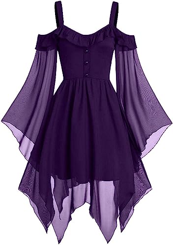 GIIWAKI Black Angel Costume Leinenkleid Damen Halloween Kostüme Frauen Halloween Hexe Kostüm Damen 50Er Jahre Kleider Damen Halloween Dress Punk Clothes Karneval Kostüm Damen Haloween Kostüm Kostüm von GIIWAKI