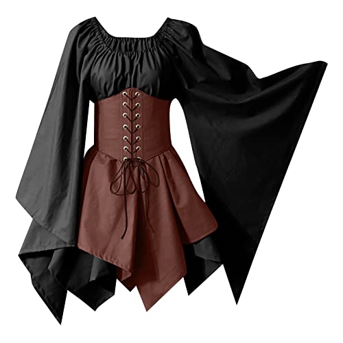 GIIWAKI Gruselige Halloween Kostüme Mittelalter Bluse Gothic Damen Horror Kostüm Herren Halloween Rock Damen Kleid Grün Feen Kostüm Damen Abendkleid Damen Ghostface Kostüm Fairy Costume Woman Goth von GIIWAKI