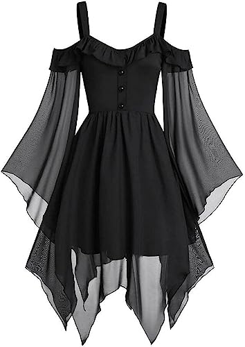 GIIWAKI Halloween Kleidung Korsett Kleid Damen Halloween Costumes Tag Der Toten Kostüm Damen Voodoo Kostüm Damen Billige Halloween Kostüme Goth Clothes Helloween Kostüme Für Frauen Hexenkleid Mädchen von GIIWAKI