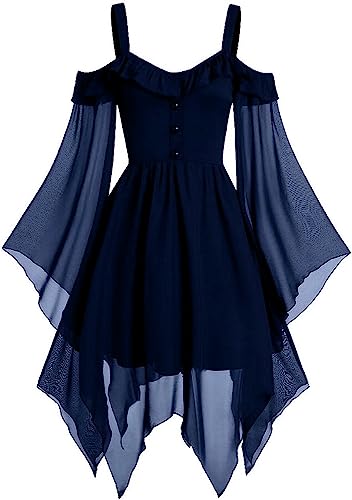 GIIWAKI Halloween Kostüm Damen Kleid Hallooweenkleid Damen Black Angel Costume Corsagenkleid Halloween Kostüm Damen Set Voodoo Kostüm Damen Halloween Kostüm Damen Kürbis Mittelalterkleid Cruella von GIIWAKI