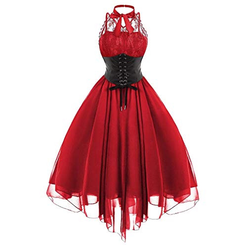 GIIWAKI Vampirumhang Mittelalter Halloween Kostüm Damen Hexe Halloween Rock Kostüm Mittelalter Damen Costume Women Maid Dress Cosplay Halloween Kostüme Frauen Vintage Clothes Geister Kostüm Goth von GIIWAKI