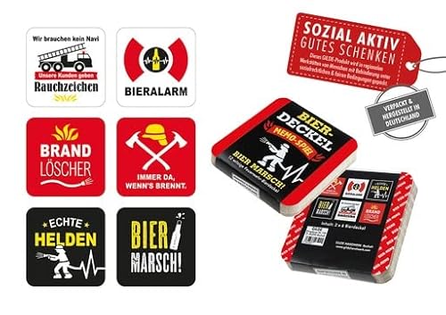 1 Bierdeckel Memo-Spiel Feuerwehr 12 Bierdeckel mit 6 unterschiedlichen Sprüchen von GILDE