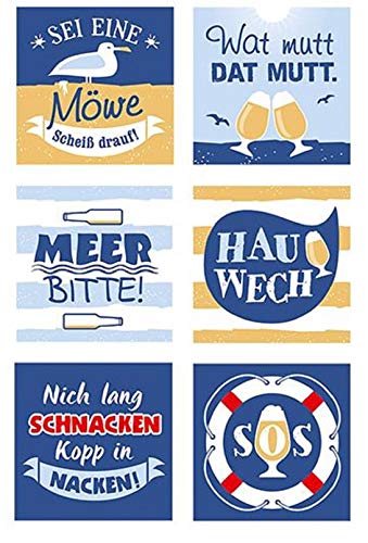 Gilde - 46194 - Bierdeckel Memo-Spiel Norden, 12 Deckel pro Set, 6 unterschiedliche Deckel jeweils mit Spruch, Pappe, 9,2cm x 9,2cm von GILDE