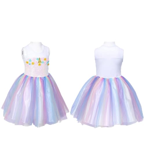 Einhorn Kleid für Mädchen, Prinzessin Kostüm mit schönen Flügeln und Stirnband für Baby 3-4 Jahre alt, Dress Up Party Geburtstag Ostern Tee Party Geschenke Frühling Tanzkleider von GIMMYFIVE