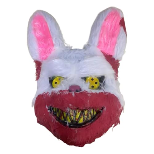 GIMOCOOL Böse blutige Kaninchen M Aske Realistische Kaninchen Kopf Horror Tier M Aske Halloween Horror M asken Gruselige blutige Plüsch Hase M Aske Für Halloween Partys Dekoration Requisiten von GIMOCOOL