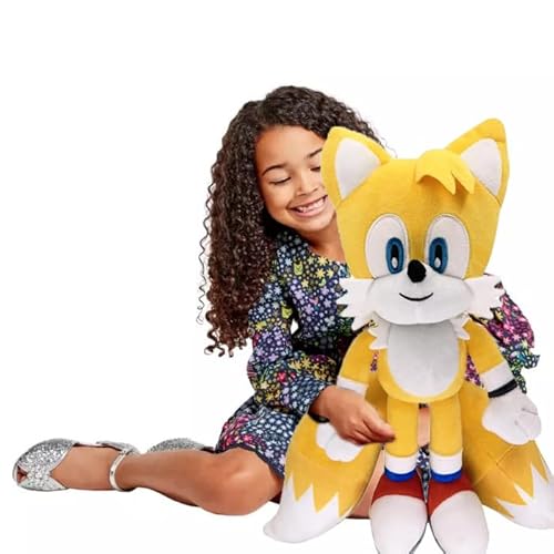 GIMSS Sonic The Hedgehog XXL Plüschtier Kuscheltier Sonic, Tails, Knuckles Plüsch Peluche Plush 30-120 cm Original Lizenz (Miles Tails Prower 70cm) von GIMSS