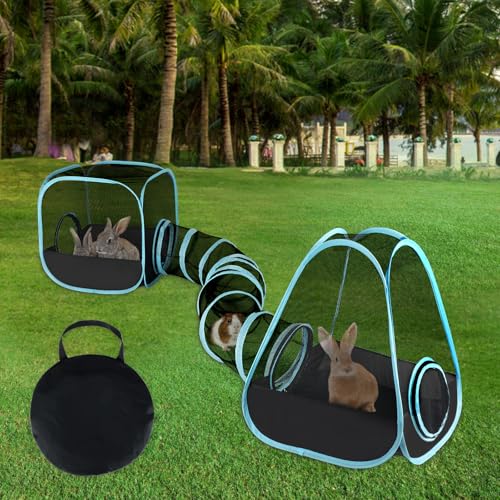 GINDOOR Meerschweinchen-Laufstall mit Tunnel, atmungsaktives und transparentes Kaninchen-Laufstall, Pop-Open-Zelt mit Schlauch für Zwergkaninchen, Frettchen, Kleintier-Laufställe, Hasentunnel GINDOOR Meerschweinchen-Laufstall mit Tunnel, atmungsaktives und transparentes Kaninchen-Laufstall, Pop-Open-Zelt mit Schlauch für Zwergkaninchen, Frettchen, Kleintier-Laufställe, Hasentunnel von GINDOOR