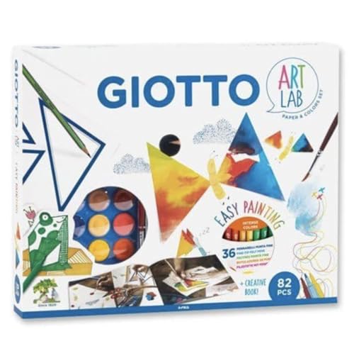 GIOTTO Art Lab Easy Painting, Kreativset mit Papier, Wasserfarben und Fasermalern, 82-teilig, verschiedene farben von GIOTTO