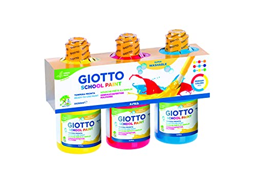 Giotto - Fertige Gouache, Gelb, Cyan, Rot Farbe, 3 x 250 ml, 542400 von GIOTTO