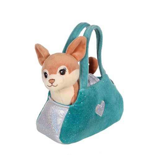 Gipsy Toys – Plüschtier Sweety Bag Chihuahua braun – Tasche grün – 18 cm von GIPSY