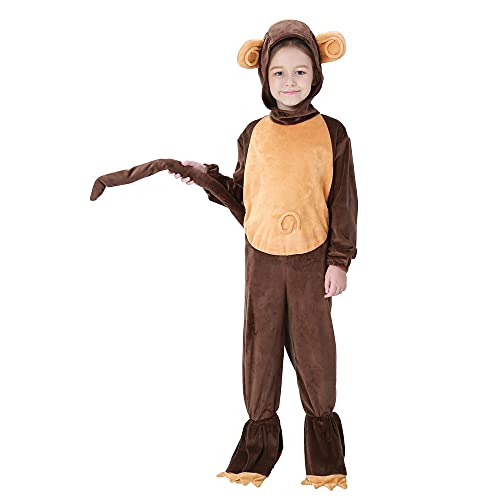 GIVBRO Kinder Affe Kostüm Halloween Overall Schuhüberzieher für Weihnachten Kindertag Party Rollenspiel Kleidung Zubehör Unisex M von GIVBRO