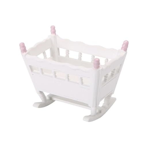 GIVBRO Miniatur-Babybett für Puppenhaus – 1:12 Simulation von Mini-Holzmöbeln, Zubehör für Puppenhausdekoration (#B) von GIVBRO