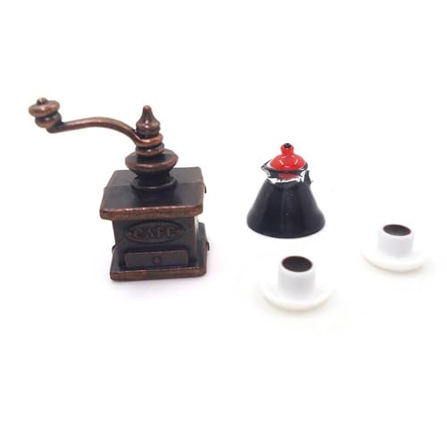 GIVBRO Puppenhaus Miniatur Kaffeemaschine mit Teekanne Kaffeetassen - 1:12 Simulation Kaffeemaschine Puppenhaus Dekor DIY Dekoration Zubehör von GIVBRO