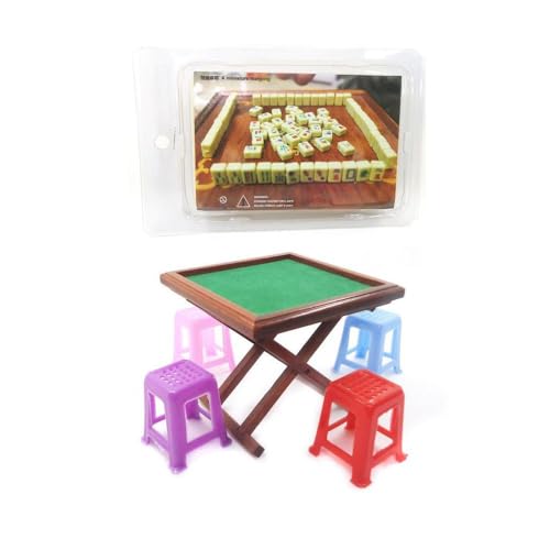 GIVBRO Puppenhaus Miniatur Mahjong Tisch und Stuhl Set - 1:12 Simulation Möbel Puppenhaus Dekor von GIVBRO