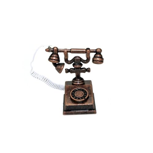 GIVBRO Puppenhaus Miniatur Retro Telefon - 1:12 Simulation Bronze Telefon Puppenhaus Dekor DIY Möbel Dekoration Zubehör von GIVBRO