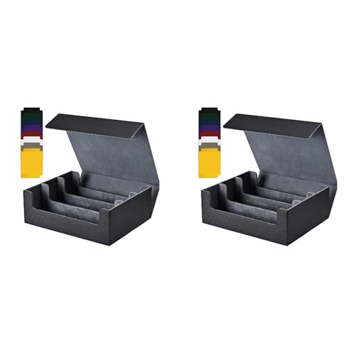 GIWFBQTR 2X Kartenaufbewahrungsbox für Sammelkarten, 1800+ PU-KartendeckhüLle, Kartenbox mit Magnetverschluss für Magnetische Spielkarten, Schwarz von GIWFBQTR