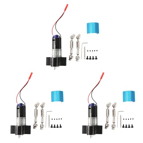 GIWFBQTR 3X Metall Getriebe Getriebe 370 Motor mit Antriebs Welle Upgrade ZubehöR für C14 C24 B24 B36 MN D90 MN99S RC Auto, Schwarz von GIWFBQTR