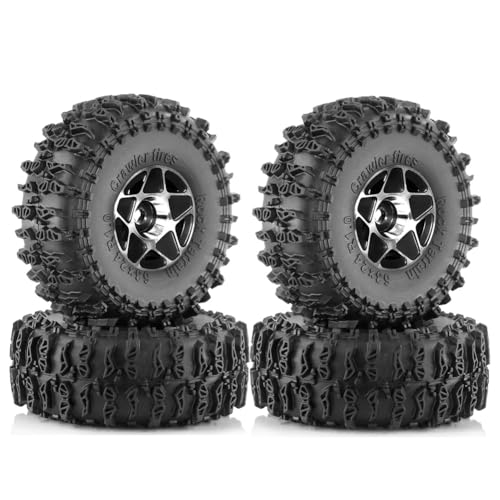 GIWFBQTR 4 Stück 63 mm 1,0 Metall-Beadlock-Radreifensatz für 1/18 1/24 RC Crawler Car TRX4M SCX24 AX24 FCX24 Upgrade-Teile Schwarz von GIWFBQTR