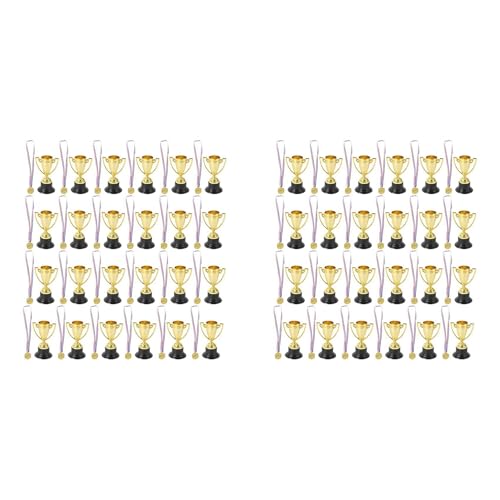 GIWFBQTR 96-Teiliges TrophäEn- und Medaillen-Set, 24-Teiliges Gold-Kunststoff-TrophäEnbecher und 24-Teilige Medaillen für Kindersportauszeichnungen, Partygeschenke von GIWFBQTR