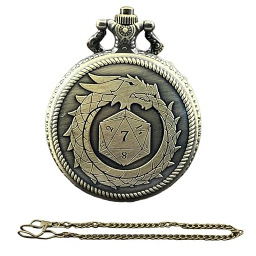 GIWFBQTR Taschenuhr und Mehrseitiges Mini-Würfelset Aus Metall, Brettspiel, Coole Tischwürfel-Taschenuhr Ohne Zifferblatt von GIWFBQTR